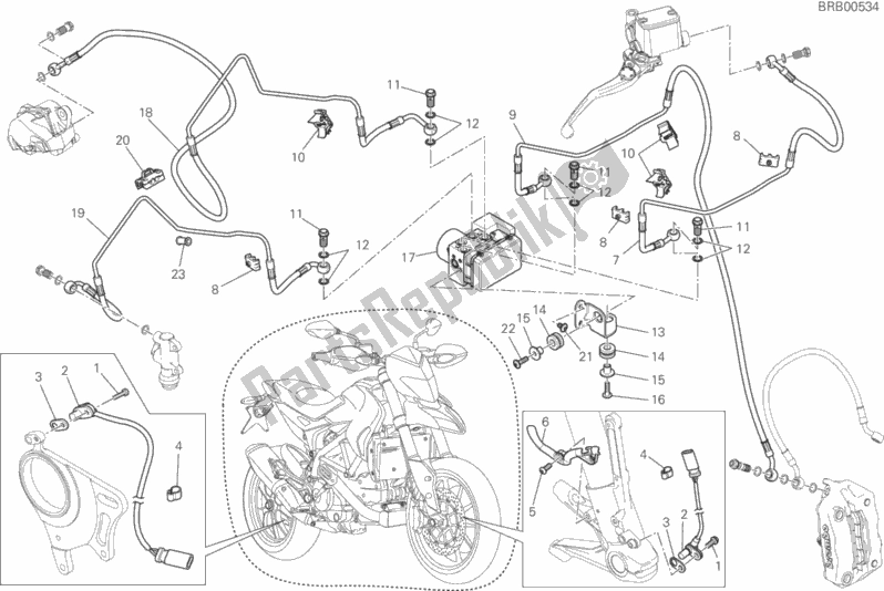 All parts for the Antilock Braking System (abs) of the Ducati Hypermotard 939 Thailand 2016